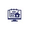 house and calendar, online booking icon on white