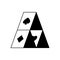 House of cards. Cutout silhouette icon of pyramid with spade, heart, diamond. Black simple illustration. Outline isolated vector