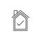 house, check, insurance icon. Element of insurance icon. Thin line icon for website design and development, app development.
