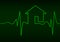 house check up, in electrocardiogram style on monitor, vector illustration background