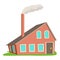 House with chimney icon, cartoon style