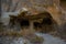 House and Church in the rock. Entrance from old dwelling. Goreme, Cappadocia, Turkey