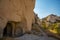 House and Church in the rock. Entrance from old dwelling. Goreme, Cappadocia, Turkey