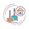 House Cleaning color line icon. Handyman service. Disposing of rubbish, cleaning dirty surfaces, dusting and vacuuming. Pictogram