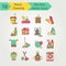 House cleaning color thin line vector icon set.