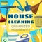 House cleaning poster with household item frame