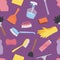 House cleaning tools seamless pattern background