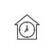 House with clock outline icon