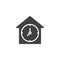 House with clock vector icon