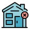 House closed lock icon color outline vector