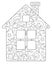 House - coloring book antistress vector linear picture for coloring. Outline. Winter small house for christmas or new year colorin