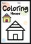 House coloring page picture worksheet for preschool, kindergarten