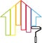 House in colors, paint roller, painter and real estate logo