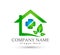 House community model abstract, leaf healthcare icon real estate logo vector.