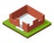 House construction Isometric stage. Visualization of modern building process. Construction of walls phase