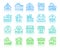 House cottage simple color line icons vector set