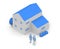 A house and a couple. Isometric house. A simple person