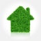 House covered green grass.Vector icon