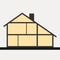 House in cut. Flat section house. illustration