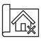 House demolition plan icon, outline style