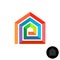 House design colorful logo. Rainbow color stripes home silhouette.