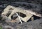 House devastated by lava flow on Mount Etna, Sicily Italy