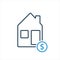 House and dollar coin line icon. Mortgage and house loan concept. Sell or rent of house line icon. Vector