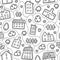 House doodle seamless pattern. Vector pattern with various houses. Village texture cartoon style vector illustration