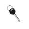 House door lock key with ring on white background isolated close up, single silver metal key and keyring, one steel key, home safe