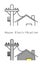 House Electrification concept. Flat style. Outline icon. Isolated.