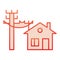 House electrification flat icon. Electricity and home red icons in trendy flat style. Electric cords and house gradient