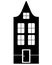 House, European urban architecture. Black silhouette of a house for a logo or pictogram. Old european house - silhouette for icon