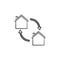 House exchange hand drawn outline doodle icon.