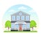 House exterior front view. Vector illustration. Flat design