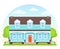 House exterior front view. Vector illustration. Flat design