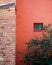 House facade brick wall window