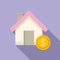 House finance icon flat vector. Real financial