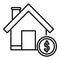 House finance icon outline vector. Real financial