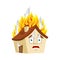 House Fire isolated. burning Home Cartoon Style. Building panicked Vector