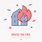 House on fire thin line icon