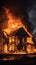 House in flames, an intense and urgent fiery spectacle unfolds