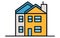 House flat icon, Houses vector illustration. Little house, colourful house, flat houses illustration