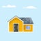 House flat vector icon. Home with vinyl siding panel and asphalt shingles vector illustration.