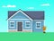 House flat vector icon. Home with vinyl siding panel vector illustration. Faux stone siding panels trim.