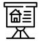 The house is on a flipchart icon, outline style