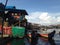 House in the floating village. Fisherman boats. Tonle Sap lake, Cambodia.