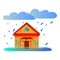 House flood storm icon, cartoon style