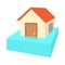 House flooded icon, cartoon style