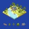House Forest Lake and Elements Concept 3d Isometric View. Vector