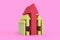 House in form of arrows up in 3d space. Increase in prices for real estate or rental housing